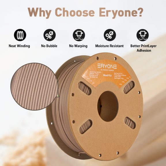 Eryone Wood PLA - Deep Wood (1kg - 1.75mm)