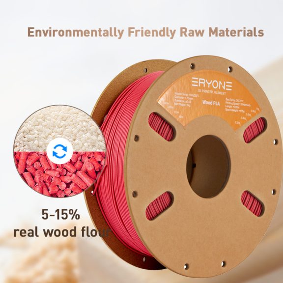 Eryone Wood PLA - Red Wood (1kg - 1.75mm)