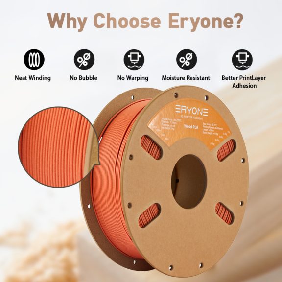 Eryone Wood PLA - Pine Wood (1kg - 1.75mm)