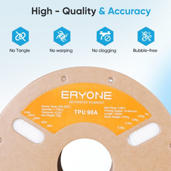 Eryone TPU 90A filament - Fehér (1.75mm - 1kg)