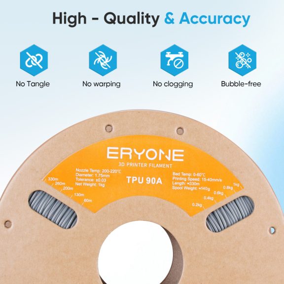 Eryone TPU 90A filament - Gray Blue (1.75mm - 1kg)