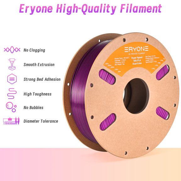 Eryone HS Dual Silk PLA - Purple & Black (1kg - 1.75mm)