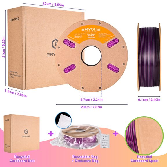 Eryone HS Dual Silk PLA - Purple & Black (1kg - 1.75mm)