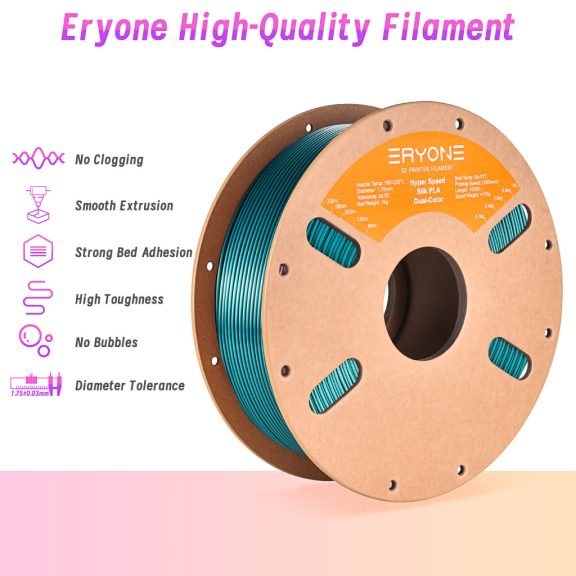 Eryone HS Dual Silk PLA - Emerald Green & Black (1kg - 1.75mm)