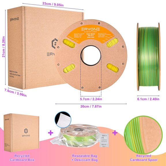 Eryone HS Dual Silk PLA - Green & Yellow (1kg - 1.75mm)