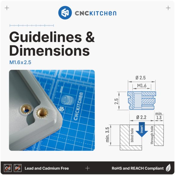 CNC Kitchen - M1.6 menetbetét, M1.6x2.5 (100 darab)